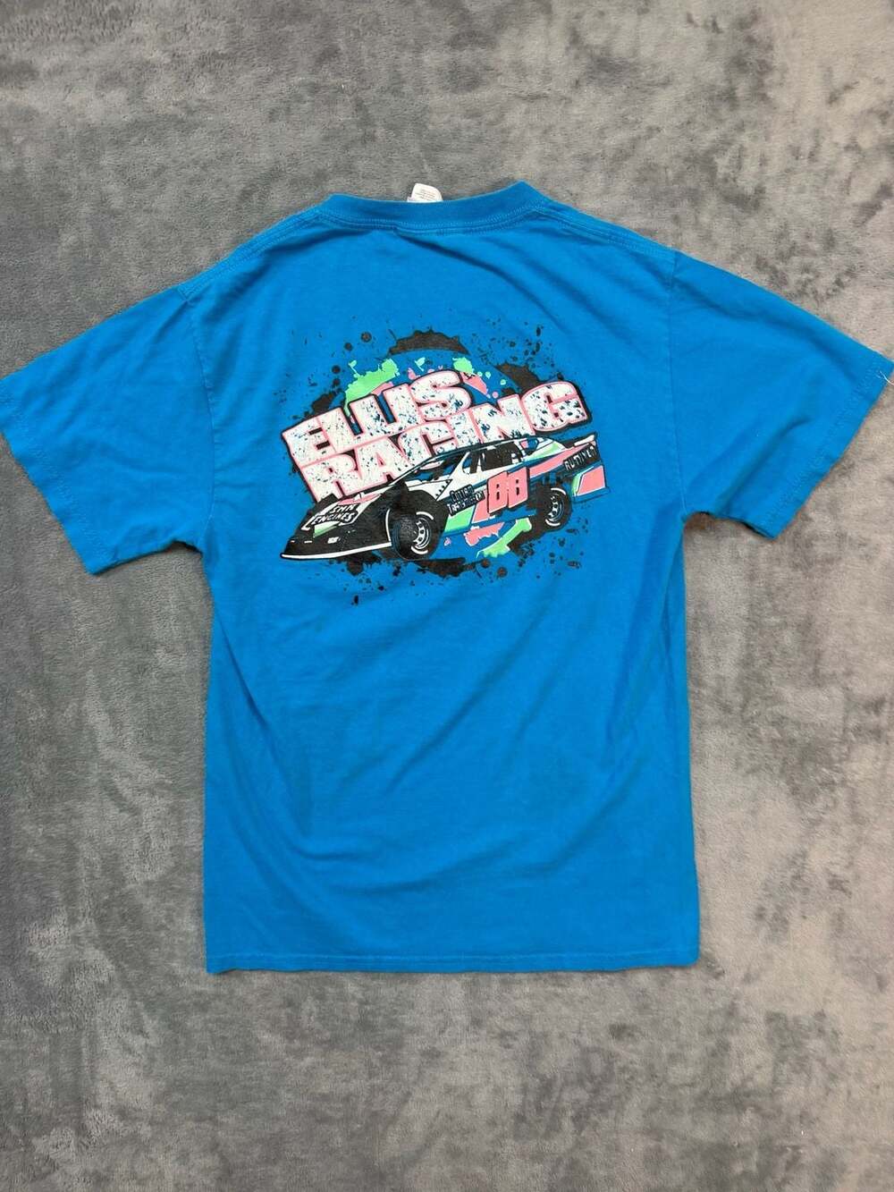 Fruit of the Loom Heavy HD Ellis Racing Dirt Track Racing Blue T-Shirt.sizeSmall